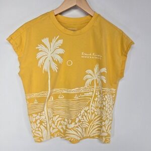 Anthropologie French Riviera Graphic Tee Womens Small Yellow Muscle Tank Top